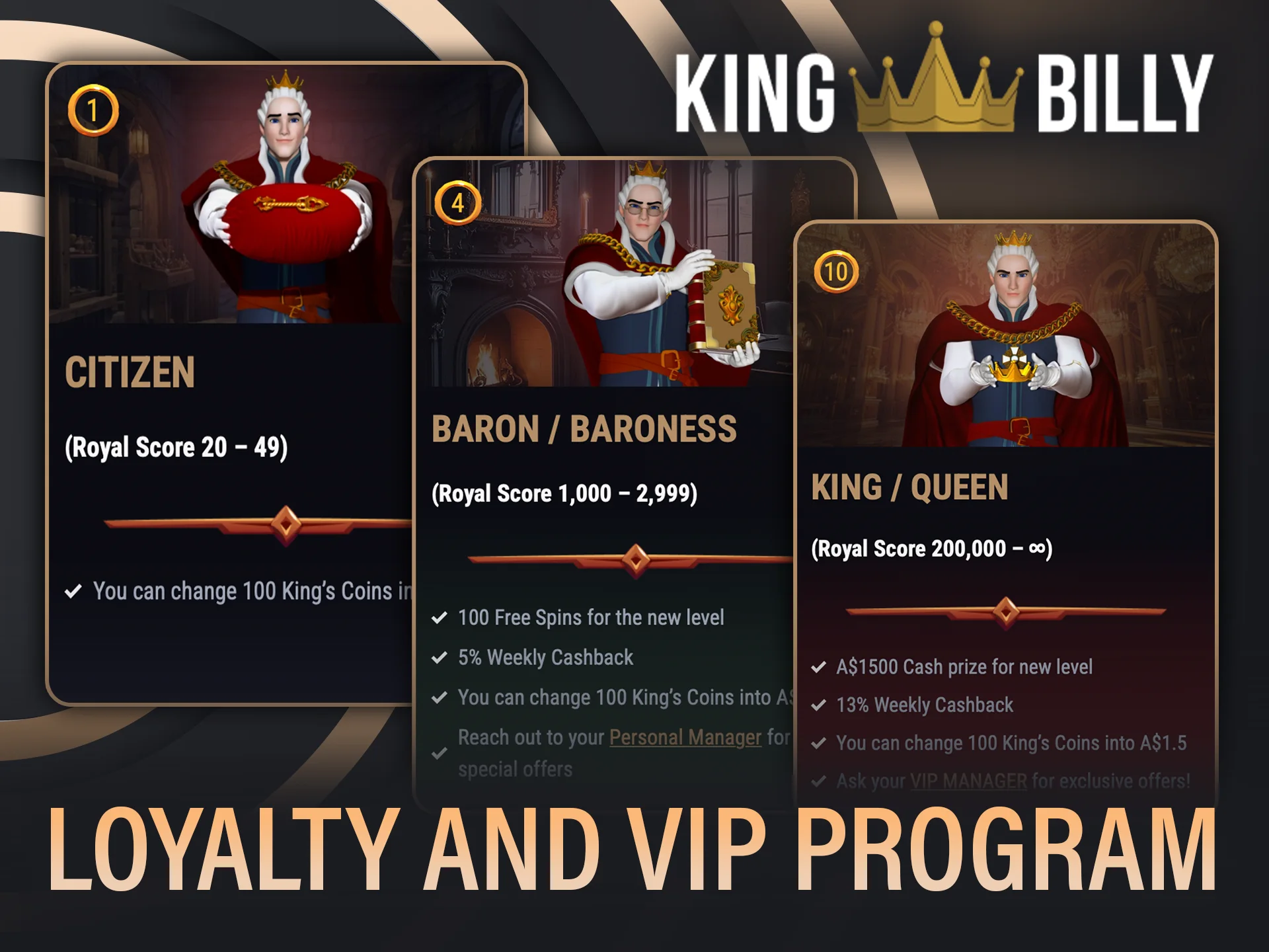 Join King Billy VIP program and enjoy exclusive rewards.
