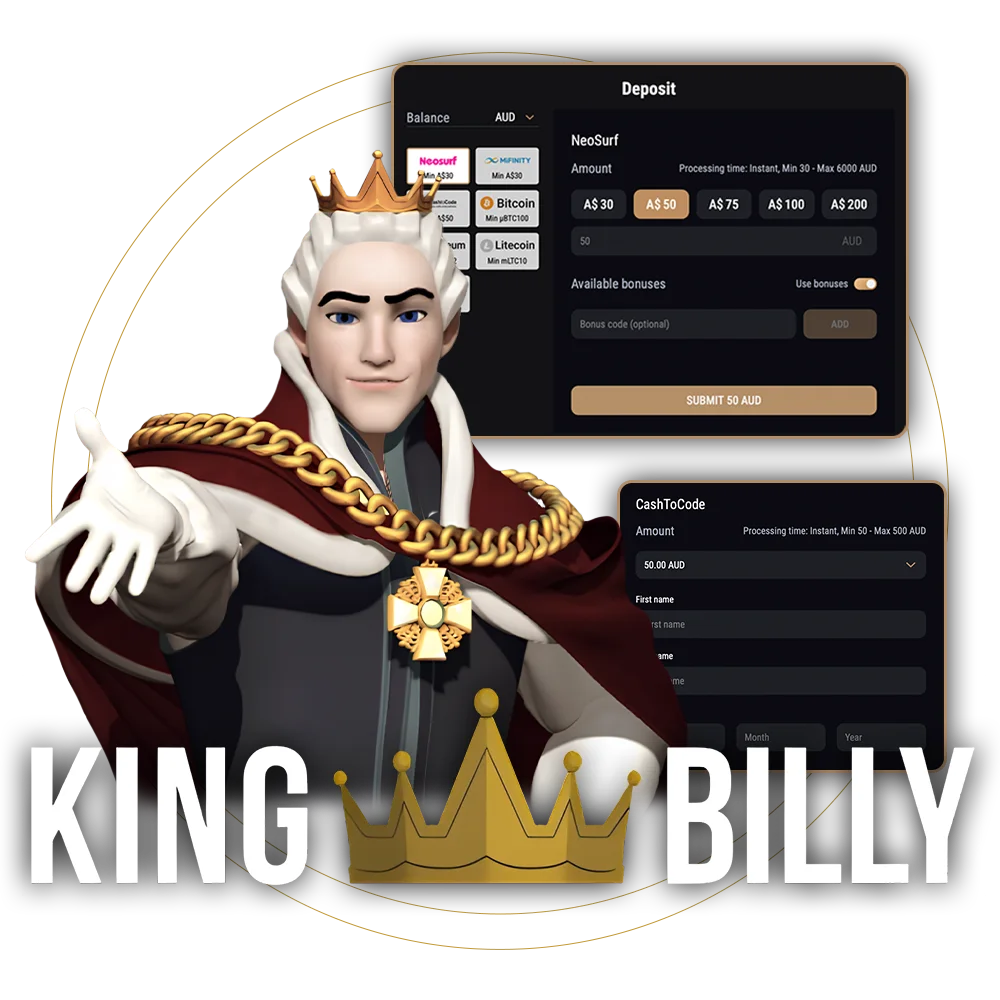Discover King Billy Casino payment methods and choose your best option.